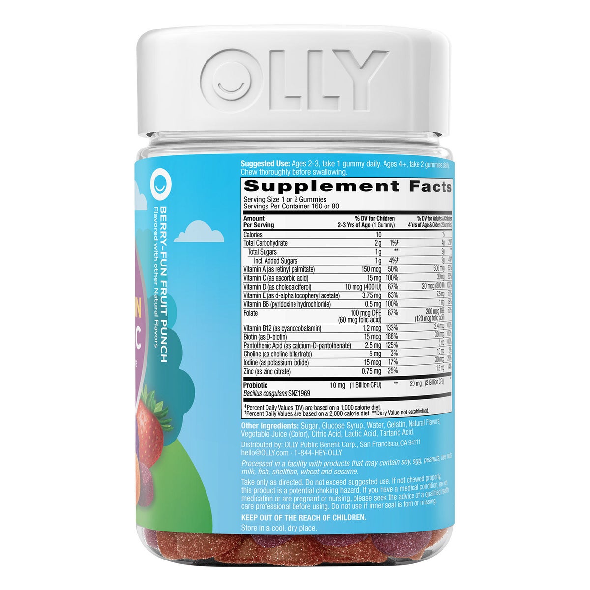 Gluten free OLLY kids vitamins with 160 gummies