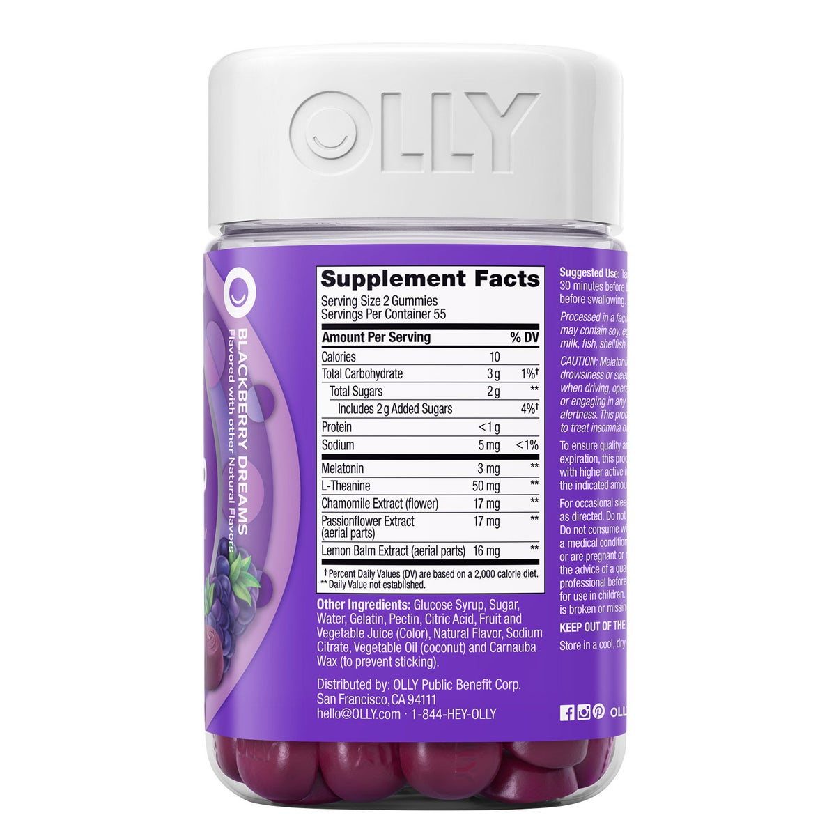 OLLY gummy sleep support packaging