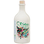 Organic Italian extra virgin olive oil in ceramic bottles