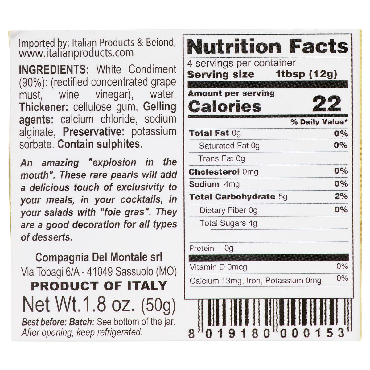 Two-pack balsamic pearls total 3.6 oz