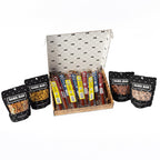 Savory nut mix and beef stick assortment