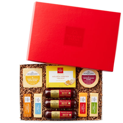 Hickory Farms gift basket with sausage and cheese