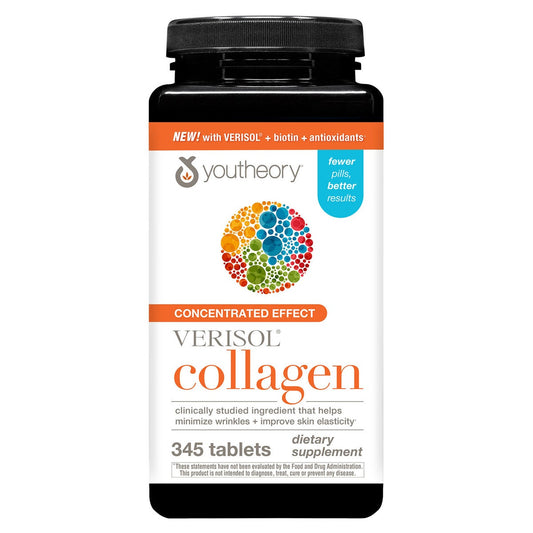 Youtheory Verisol collagen with biotin 345 count bottle