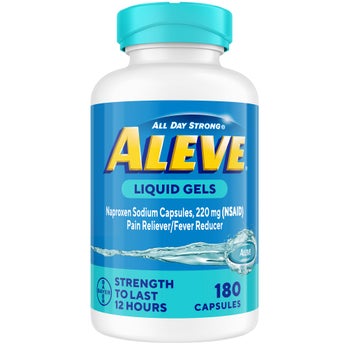 Aleve Naproxen Sodium 220 mg pain reliever liquid gel capsules 180 count
