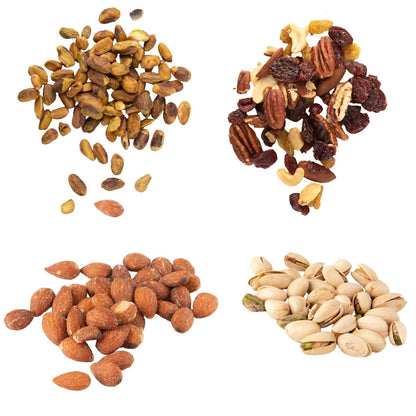 Individually packed dried fruit and nut snacks