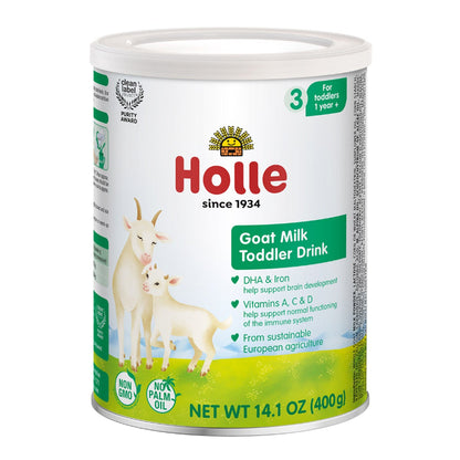 Holle shelf-stable toddler milk product packaging