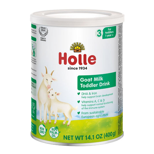 Holle shelf-stable toddler milk product packaging