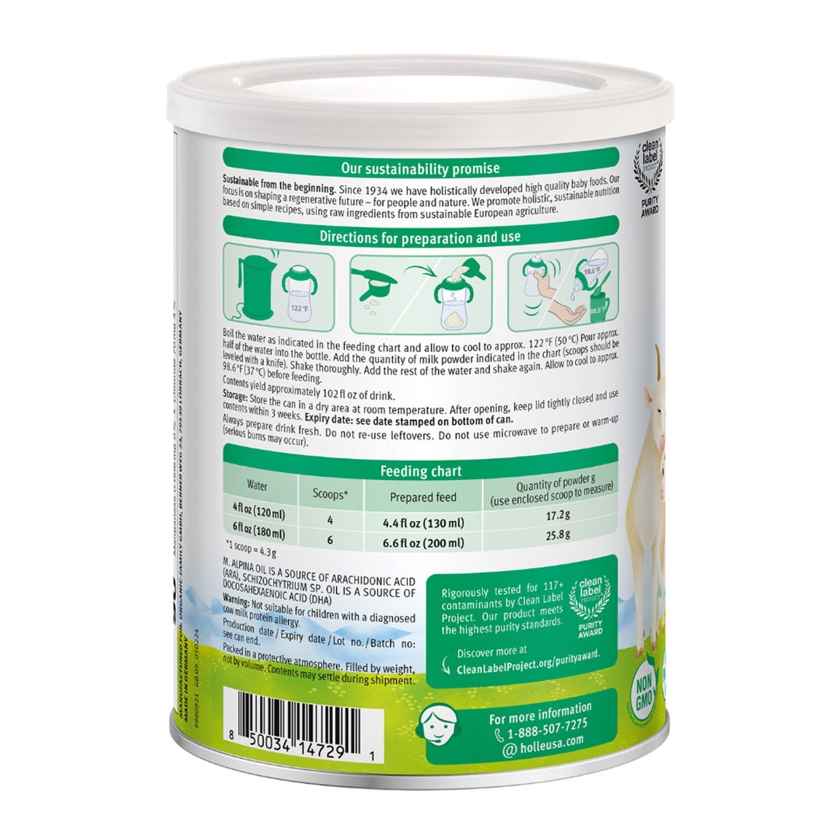 Holle Non-GMO goat milk toddler drink tins