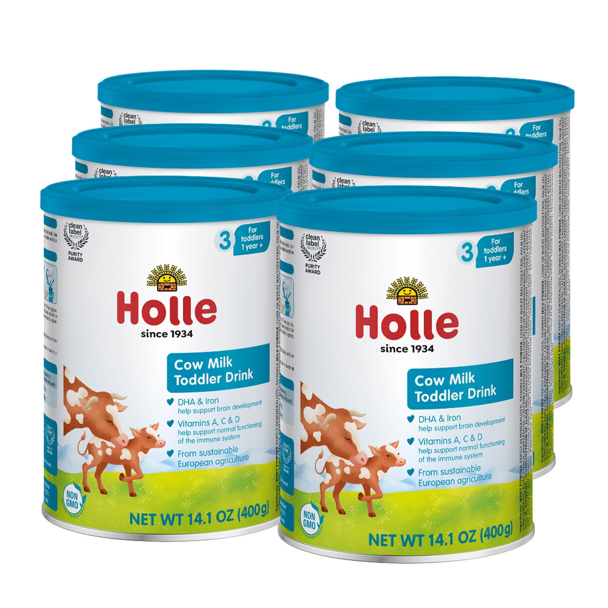 Holle cow milk toddler drink 6-pack tins