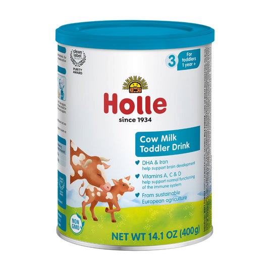 Holle shelf-stable toddler milk formula tins