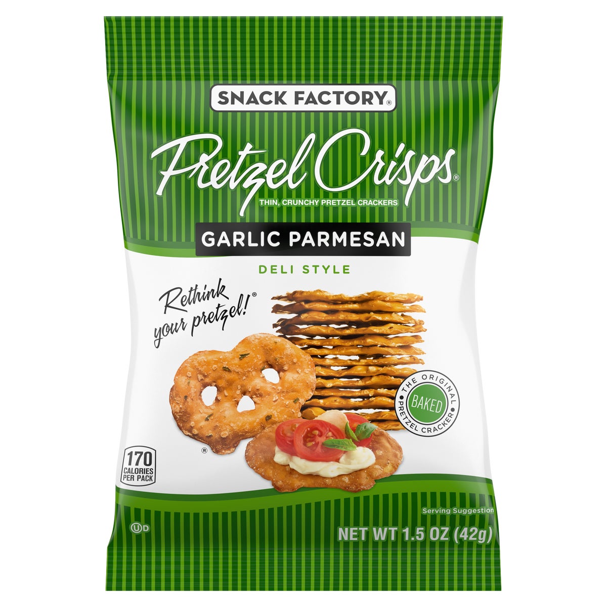 Snack Factory Garlic Parmesan Pretzel Crisps snack bags