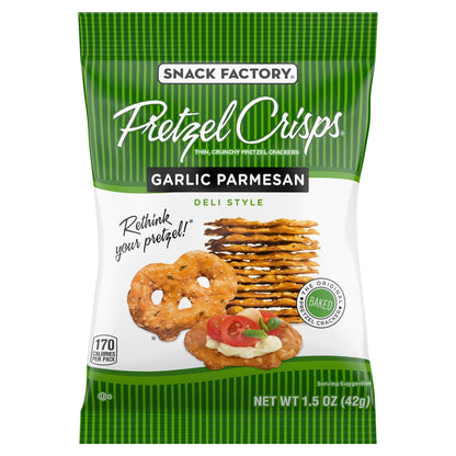 Snack Factory Garlic Parmesan Pretzel Crisps snack bags