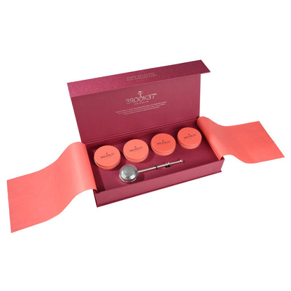 Four tin Brook37 tea collection with assorted blends