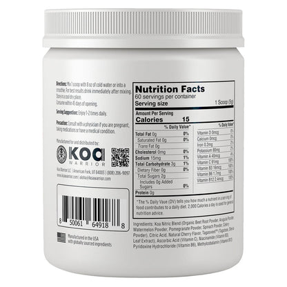 Koa Warrior beet powder drink mix with 60 servings