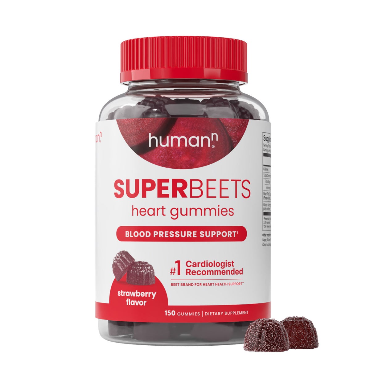SuperBeets Heart Gummies strawberry supplement bottle