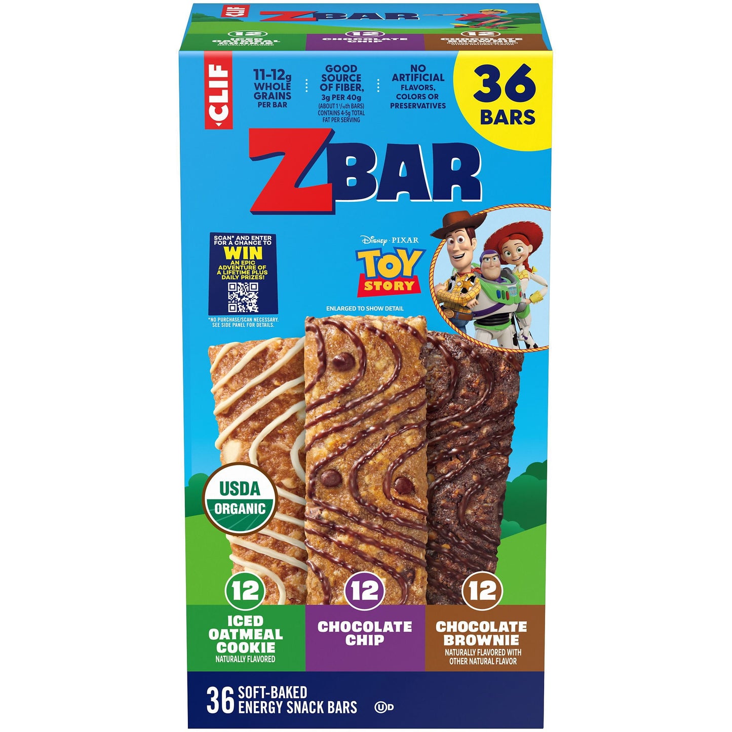 Zbar soft baked organic granola snack bars variety pack 36 count