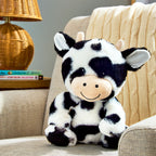 10-inch cow plush with irregular black-and-white patches