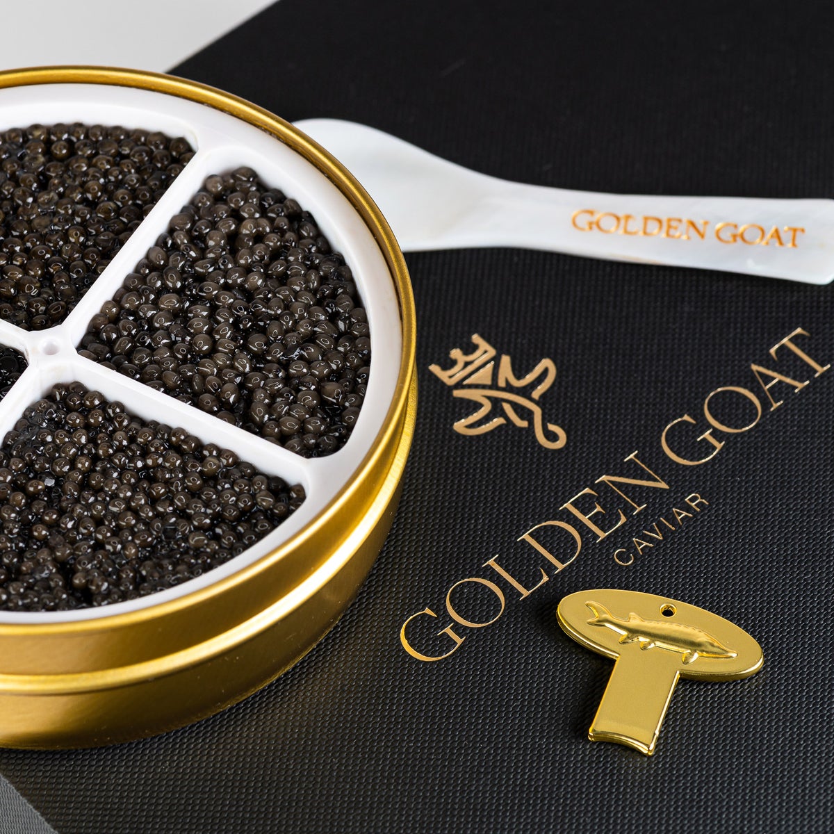Mother-of-pearl spoon included with caviar set