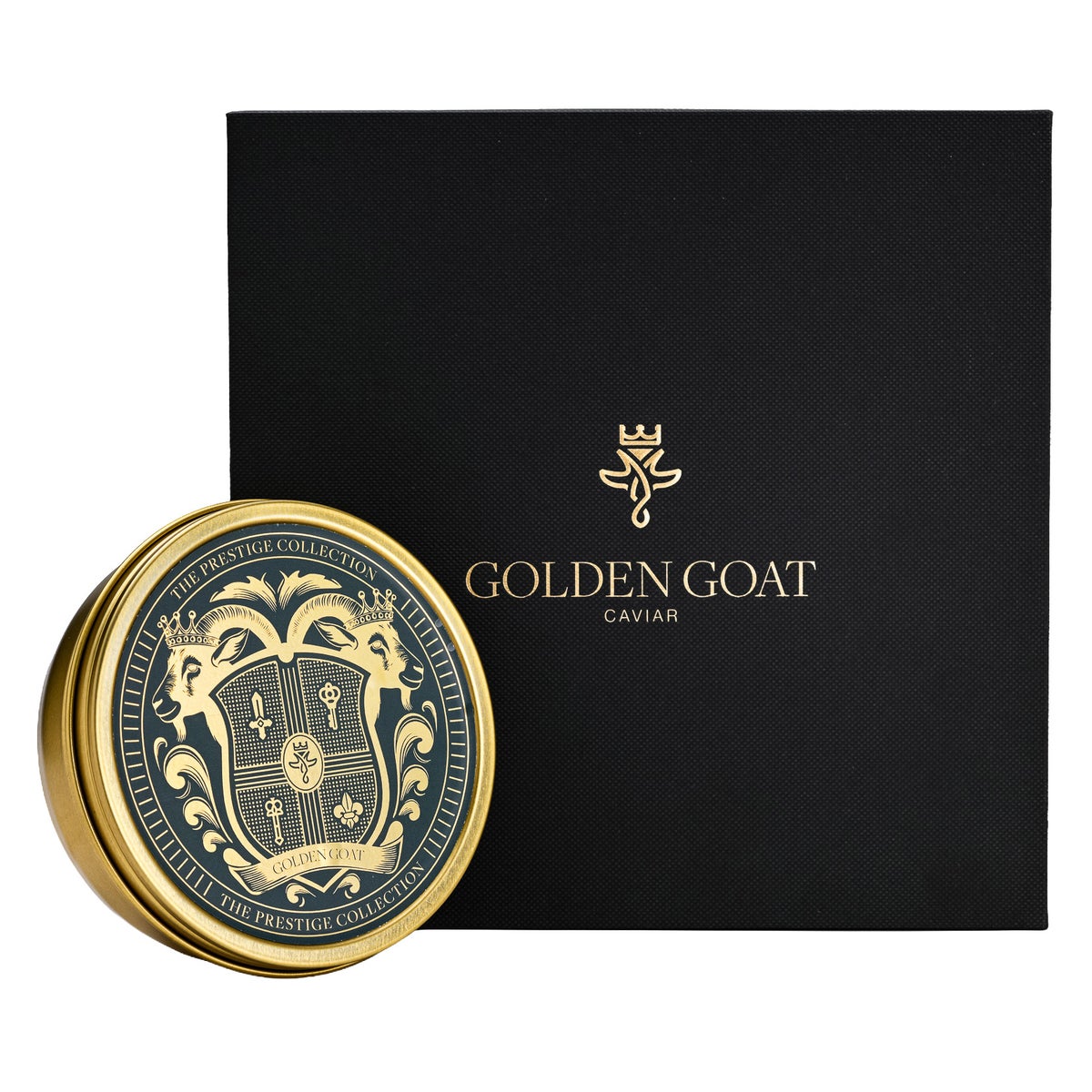 Embossed gold caviar key and gift box