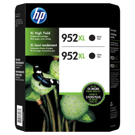 HP 952XL black high yield ink cartridge 2-pack