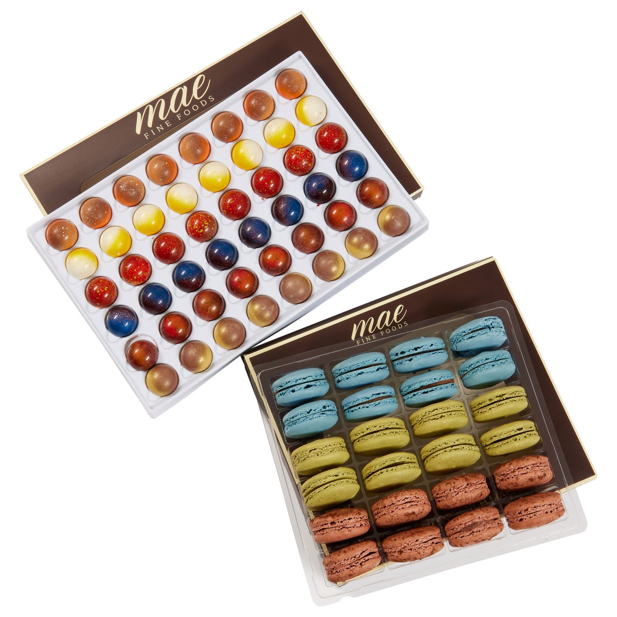 Mae Fine Foods bonbon and macaron tasting collection tray bundle