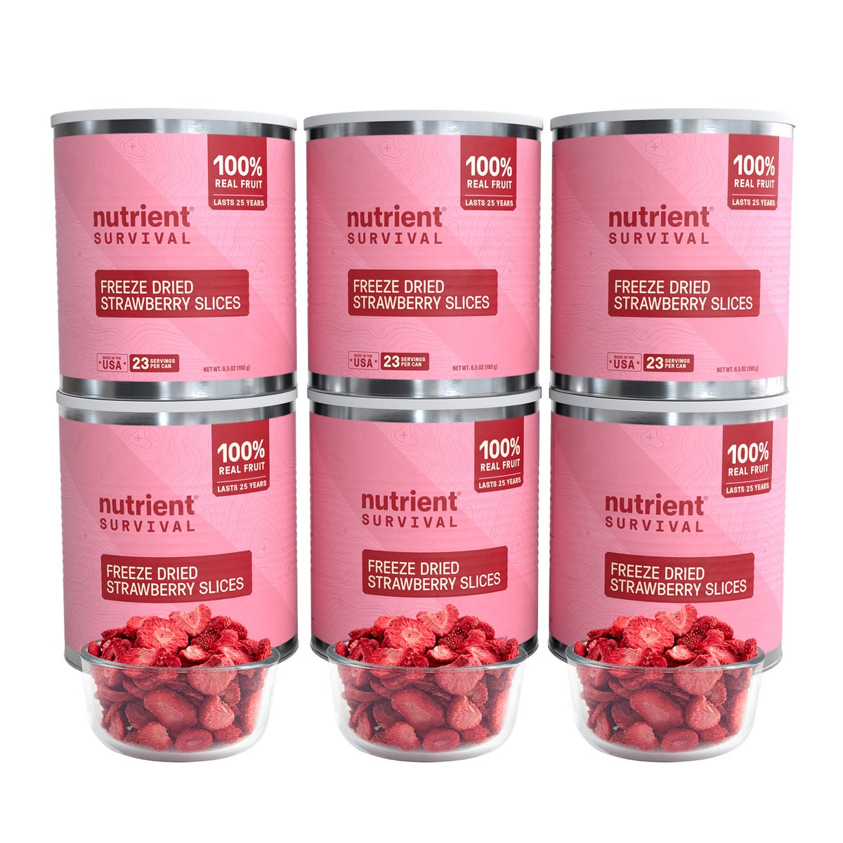Nutrient Survival freeze dried strawberries 6-count pack