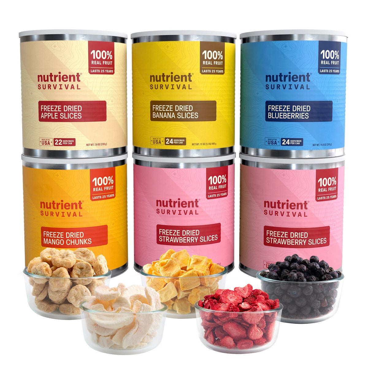 Nutrient Survival freeze dried fruit variety pack front view