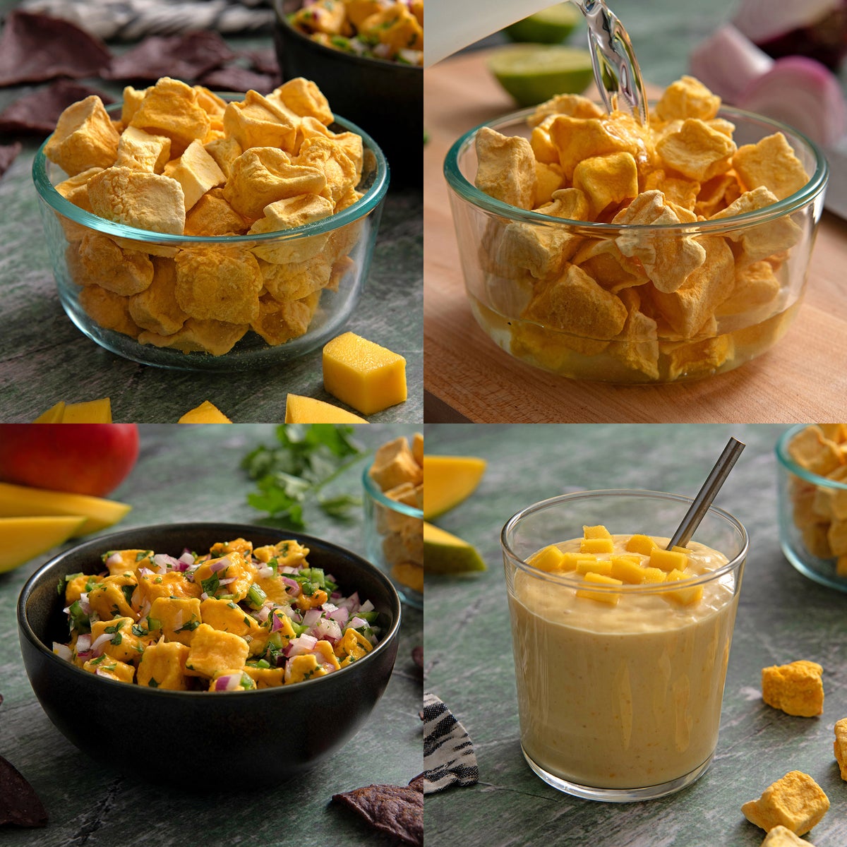Shelf stable freeze dried fruit snack variety
