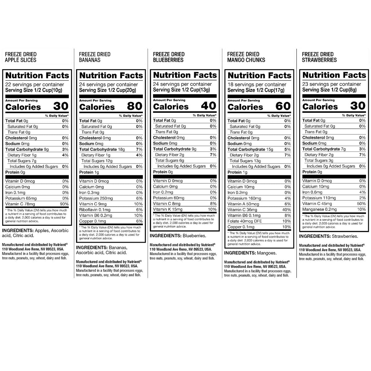 Freeze dried fruit variety pack for pantry storage