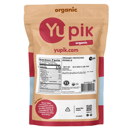 Unsalted organic pistachio kernels in bulk bag