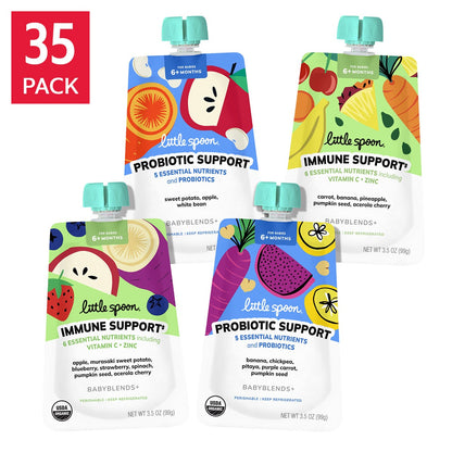Little Spoon Baby Organic Babyblends+ Functional Pouches, Variety 35 Pack, 3.5 oz. Each
