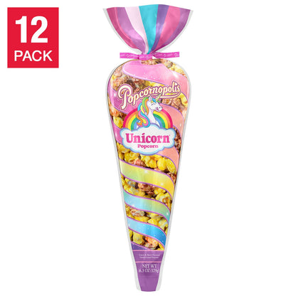 Colorful lemon and berry flavored popcorn cones