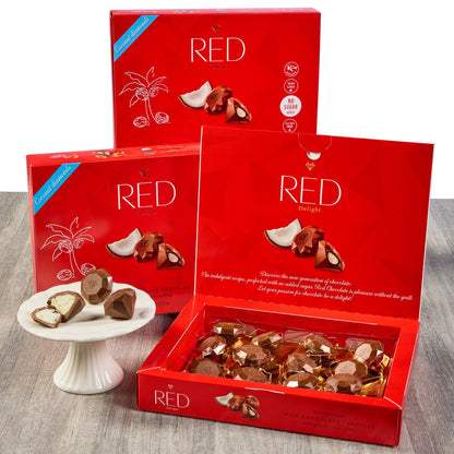 Red Delight milk chocolate coconut diamond truffles 3 pack