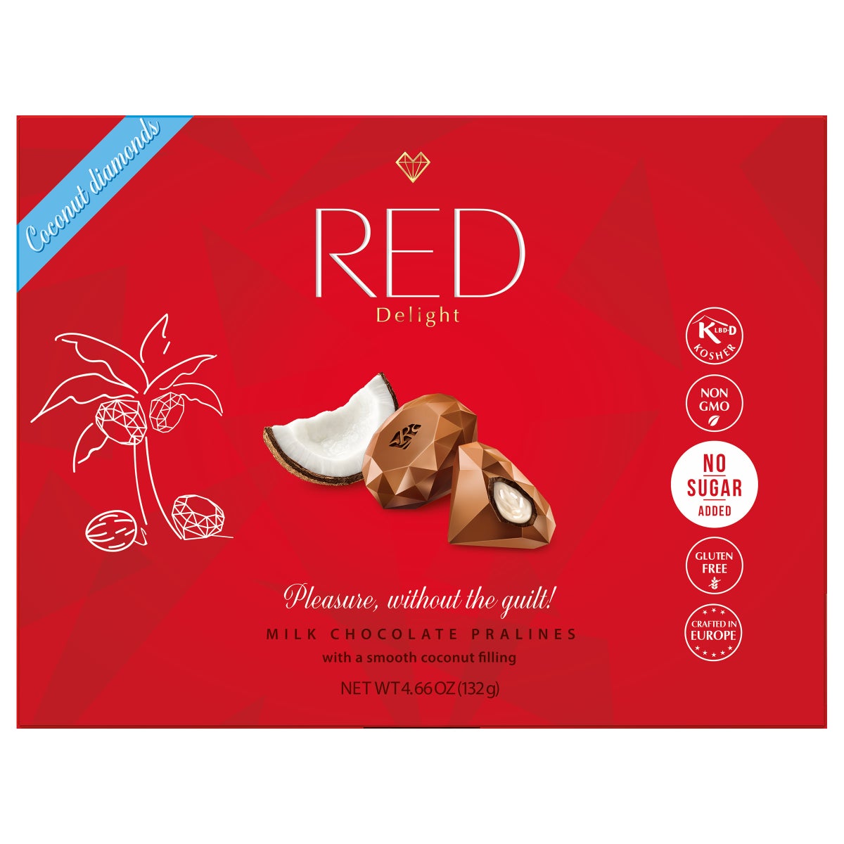 Red coconut diamond truffles 36 pieces total