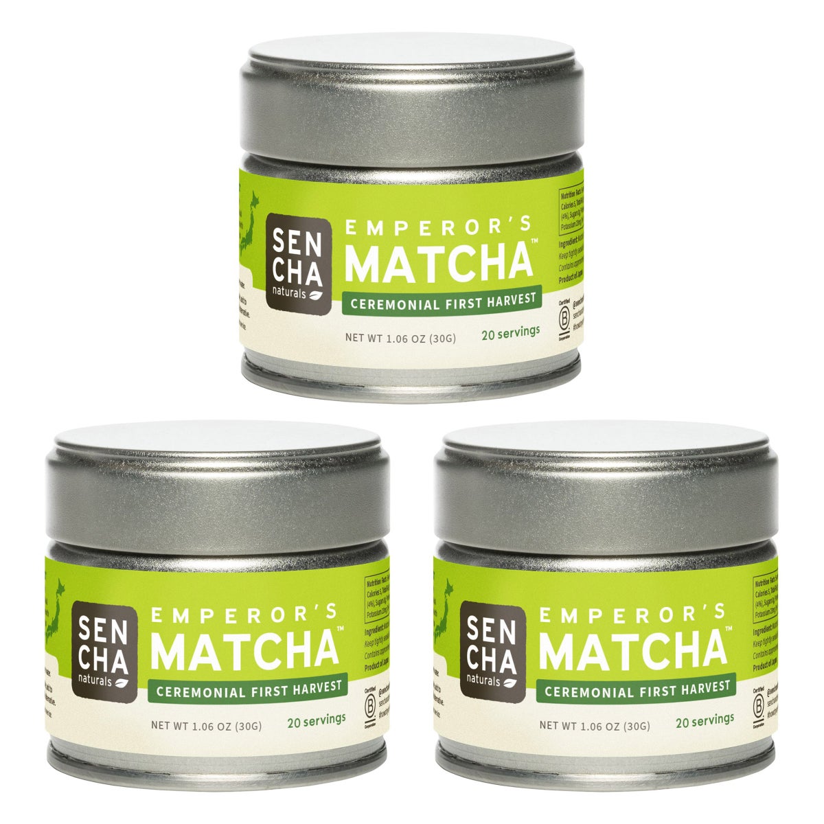 Sencha Naturals ceremonial matcha green tea powder 3-pack
