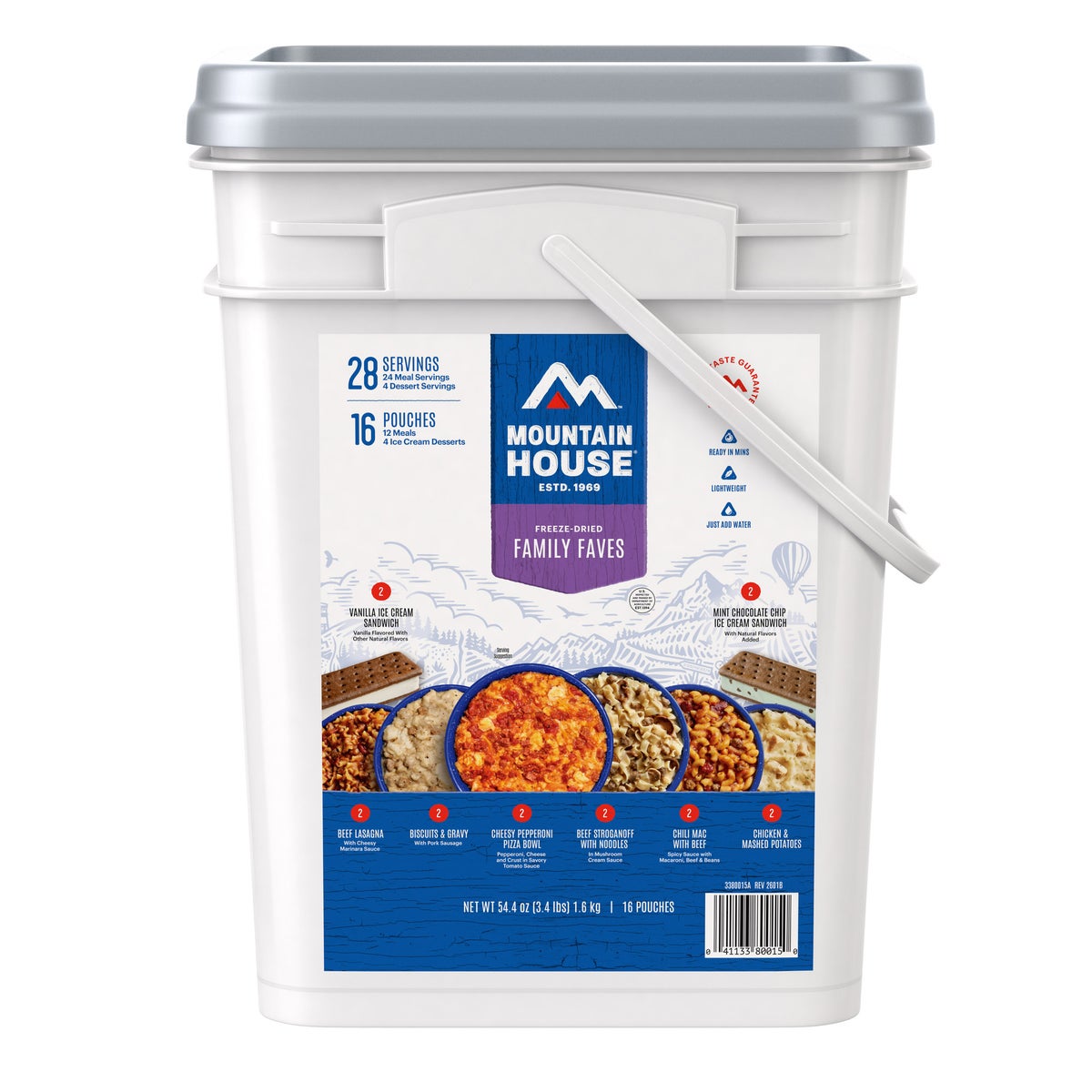 Mountain House 28 serving food bucket