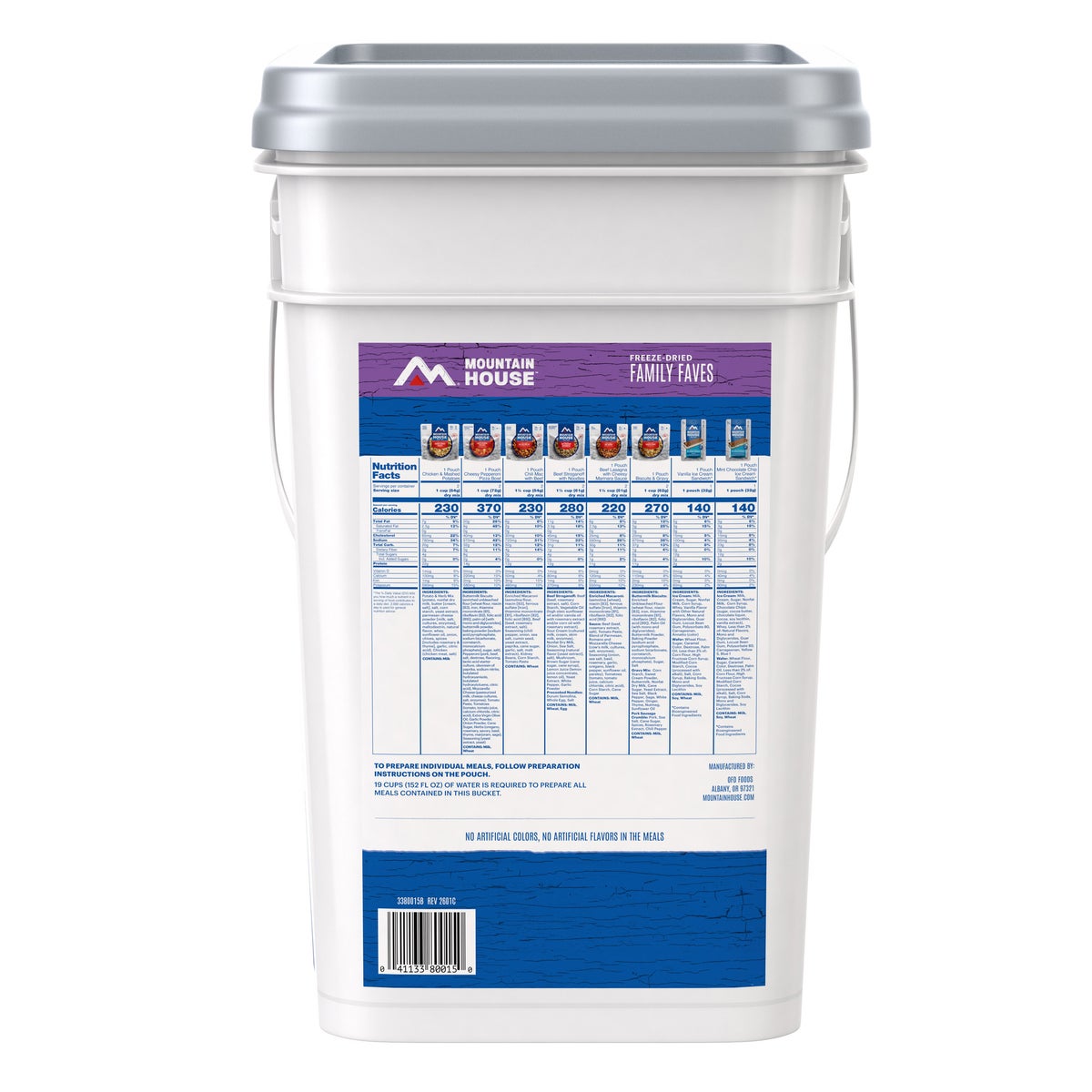 Family Faves emergency food storage bucket