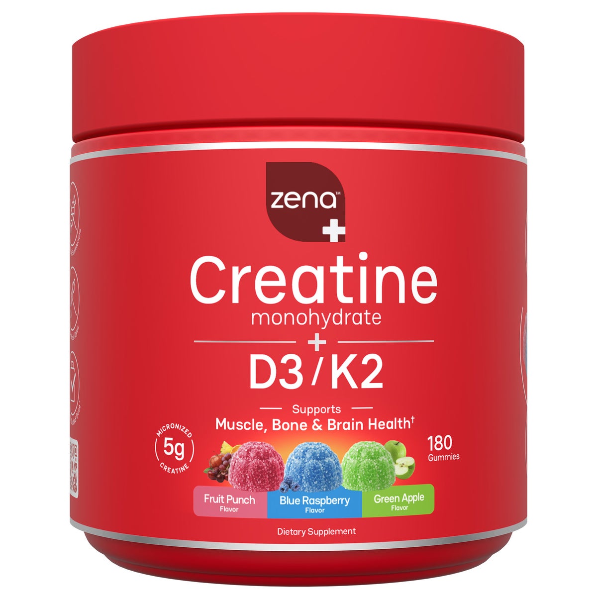 Zena Creatine Gummies + D3/K2 variety pack bottle