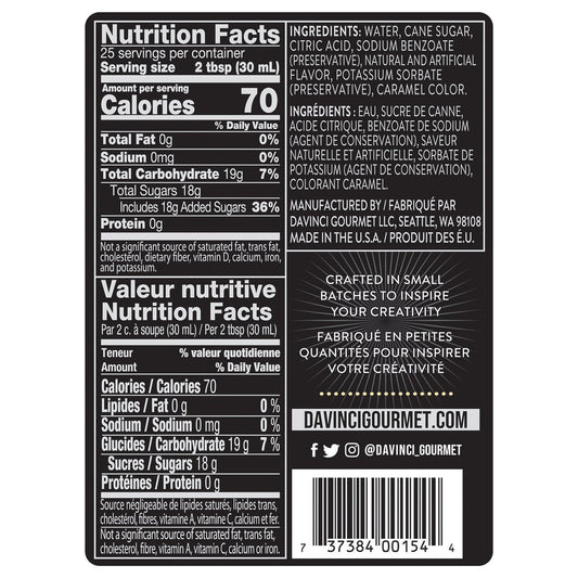 25.4 oz DaVinci Gourmet coffee syrup