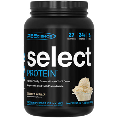 PEScience Select whey and casein protein blend in Gourmet Vanilla
