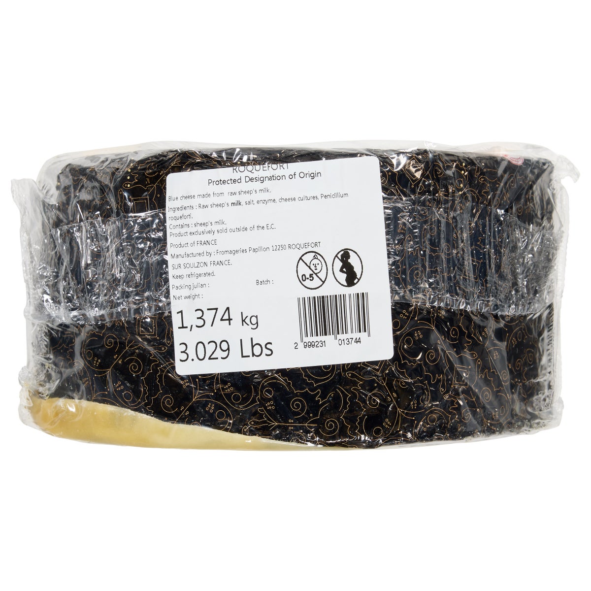 Half wheel Roquefort cheese from France