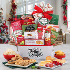 Festive snack basket with pastries and cookies