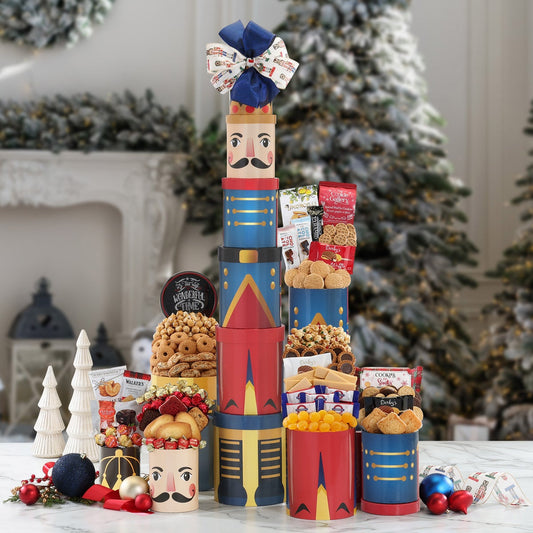 Holiday treat tower with cookies and candies