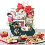 Holiday gift basket with cookies and savory crisps