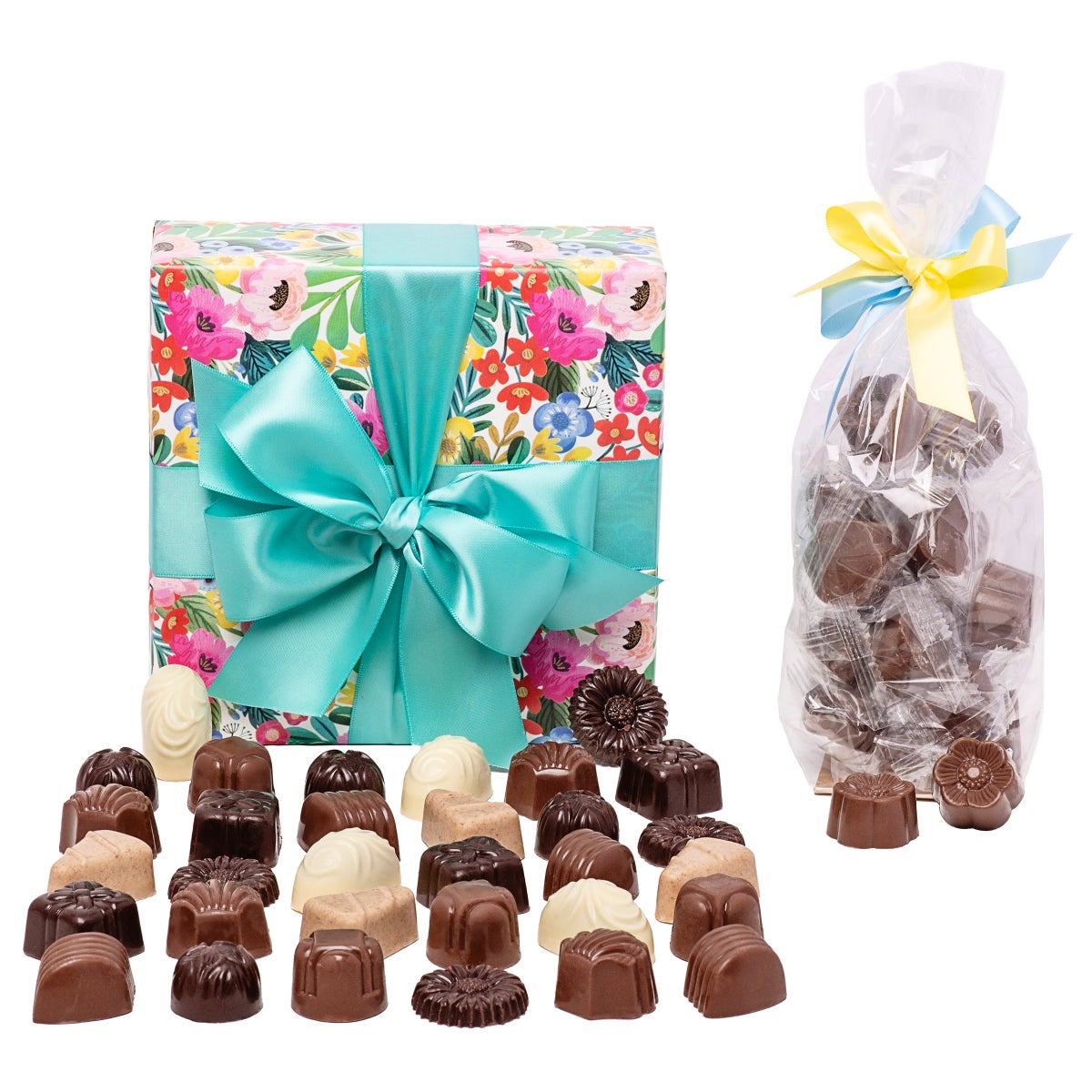 Assorted spring chocolate gift box with 52 pieces