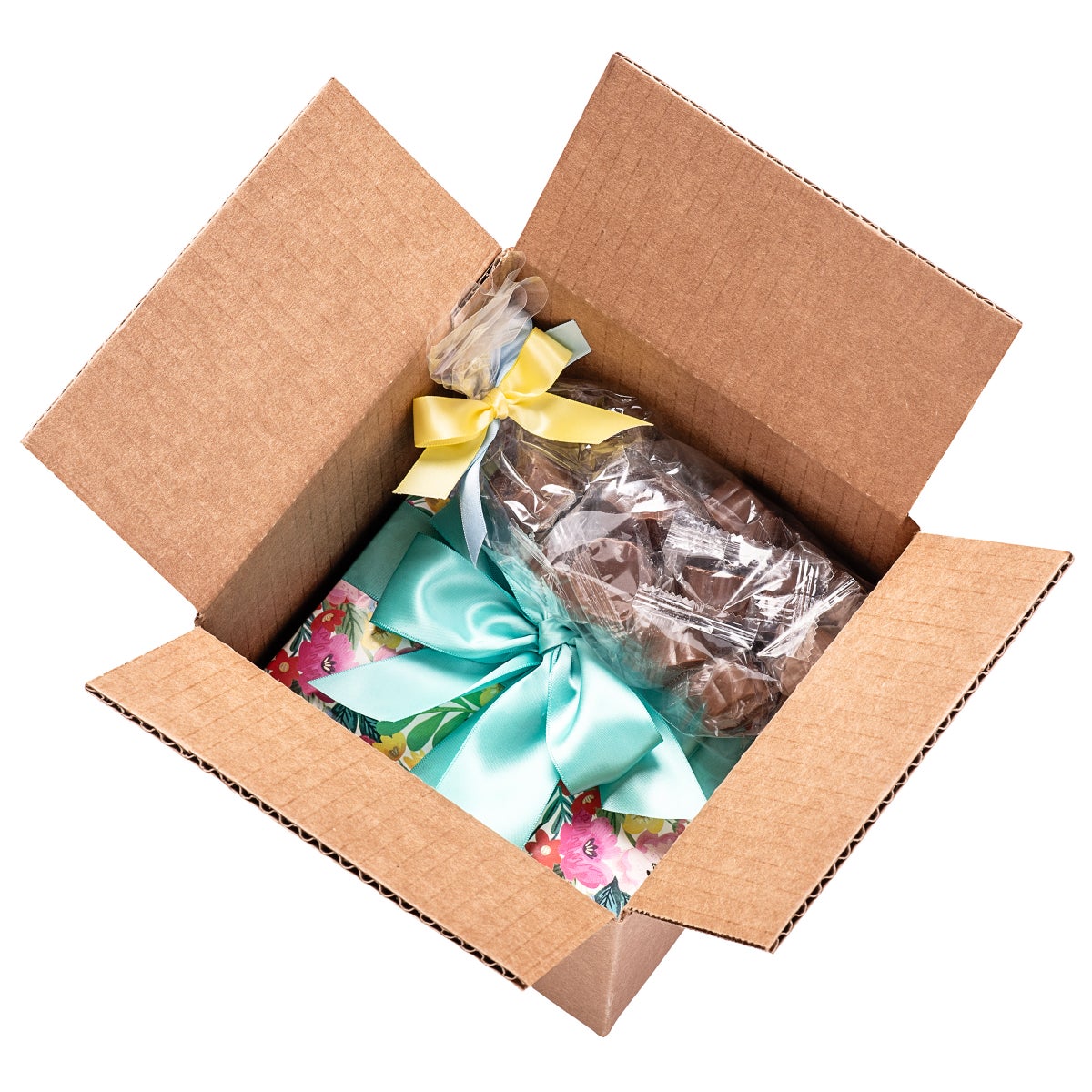 Seasonal chocolate assortment with pralines and caramels