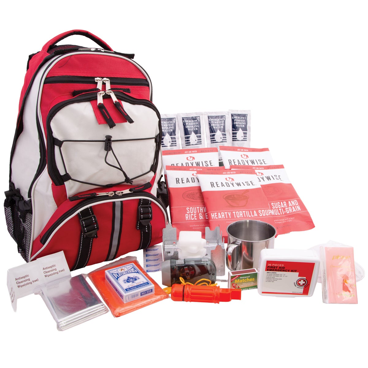 ReadyWise emergency backpack with food pouches