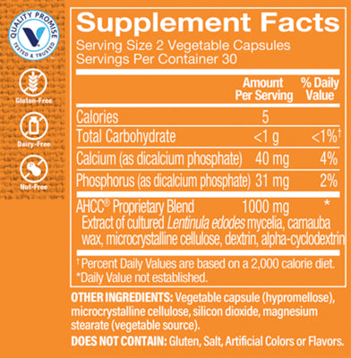 AHCC supplement with 1,000 mg per serving