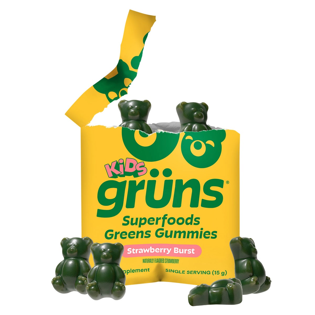Strawberry Burst flavored kids gummies supplement