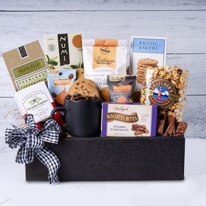 Coffee gift box with mug and cookies
